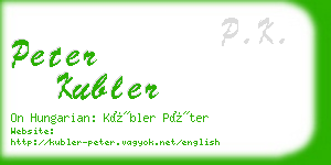 peter kubler business card